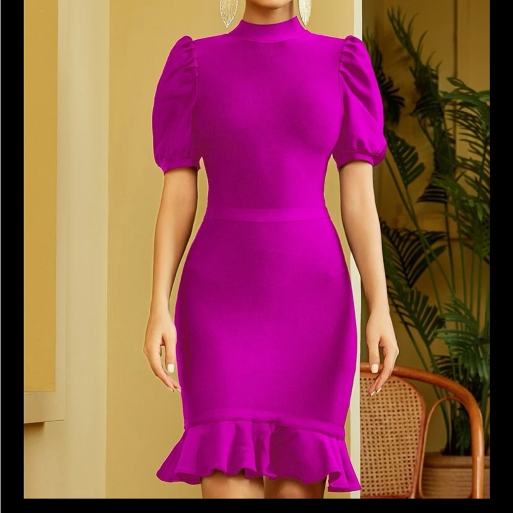 Shein | Fucsia hot pink bandage bodycon dress | Large